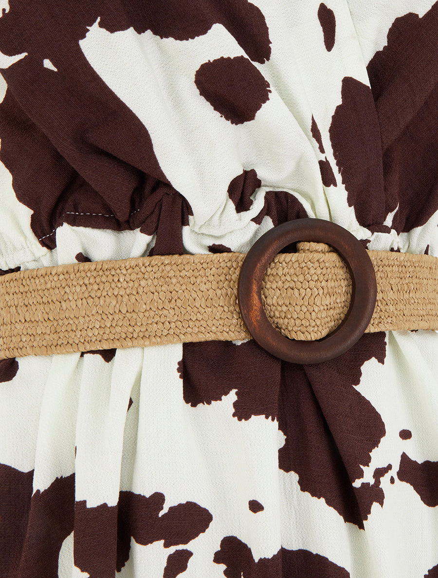 Robe longue dos nu à imprimé vache - Marron - 3
