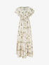 Robe longue manches courtes imprimé grandes feuilles - Kaki - 1
