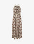 Robe longue à col américain imprimé graphique - Marron - 1