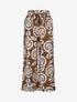 Pantalon élastiqué coupe droite imprimé arabesque - Marron - 1