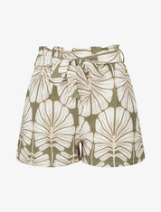 Short droit élastiqué imprimé tropical - Kaki - 1