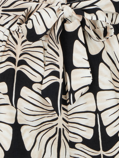 Short droit élastiqué imprimé tropical - Noir - 3
