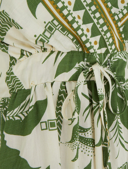 Robe longue à imprimé palmiers - Kaki - 3