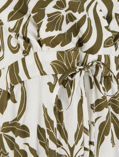 Robe longue à imprimé ikat - Kaki - 3