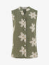 Blouse sans manches à broderies fleuries - Kaki - 1