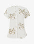 Blouse manches courtes à broderies fleuries - Blanc - 1