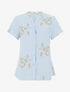 Blouse manches courtes à broderies fleuries - Bleu ciel - 1