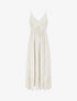 Robe longue empire à broderies feuilles stylisées - Blanc - 1