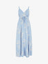 Robe longue empire à broderies feuilles stylisées - Bleu ciel - 1