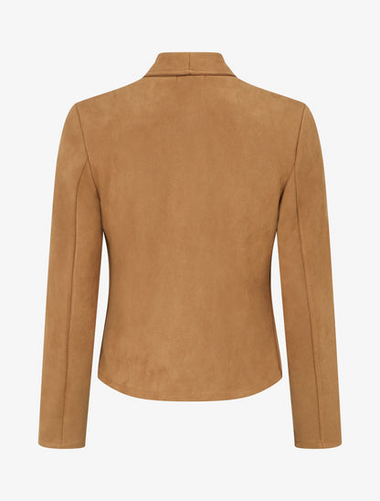 Veste en suédine à poches décoratives zippées - Camel