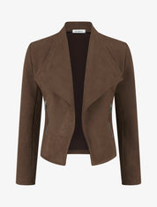 Suède jasje met decoratieve ritszakken - Bruin