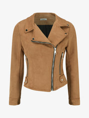 Veste en suédine à fermeture zippée - Camel