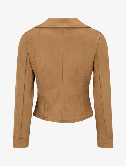 Veste en suédine à fermeture zippée - Camel