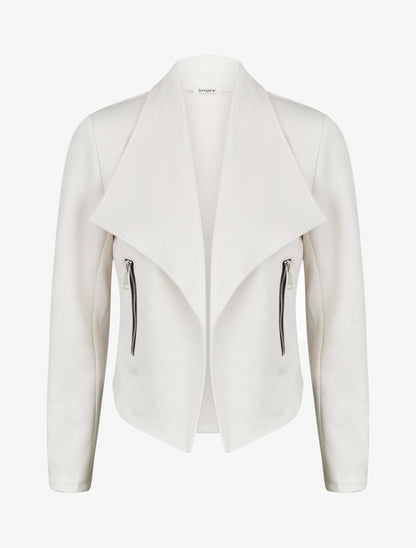 Veste en suédine à col châle - Crème