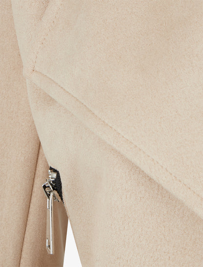 Suède jasje met sjaalkraag - Beige