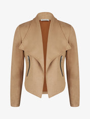 Veste en suédine à col châle - Camel clair