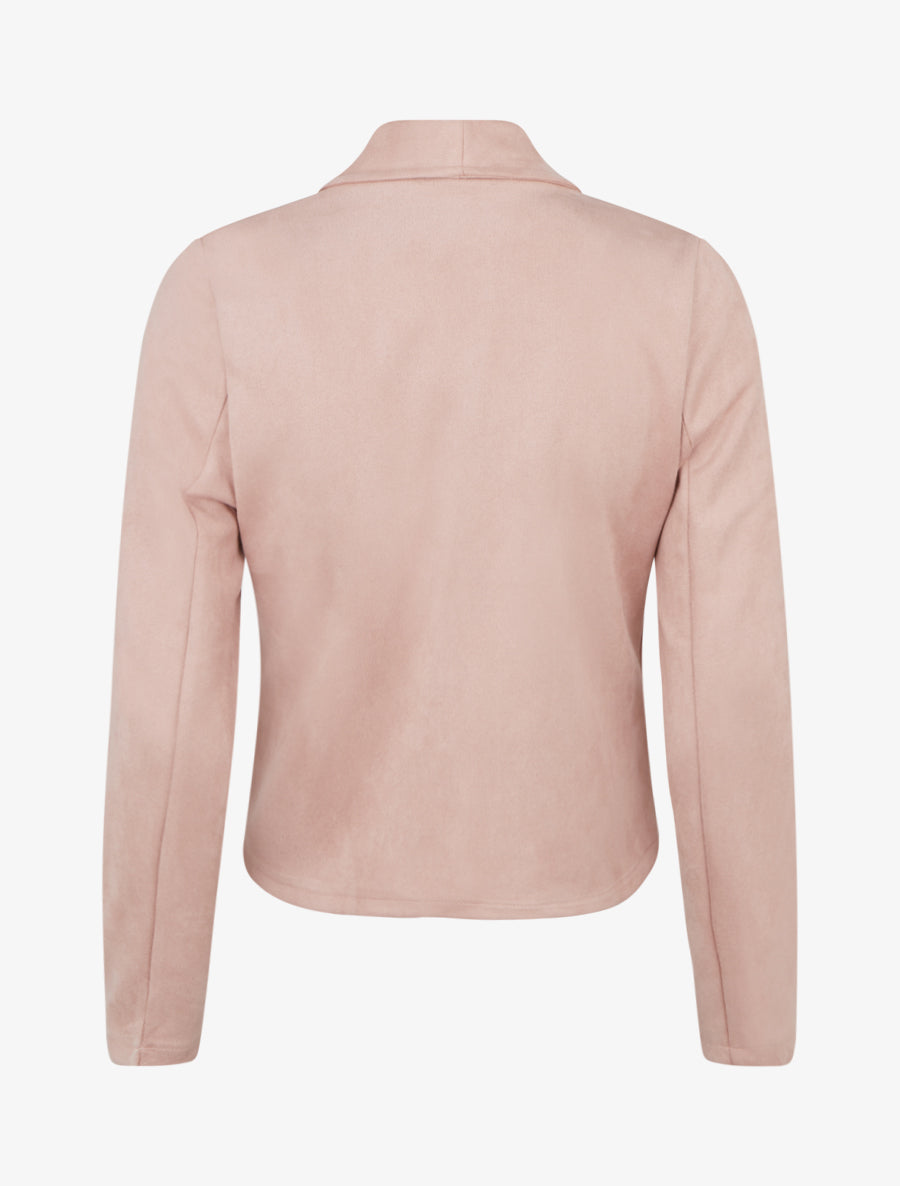 Suède jasje met sjaalkraag - Roos