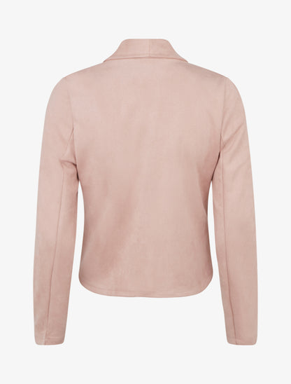 Suède jasje met sjaalkraag - Roos