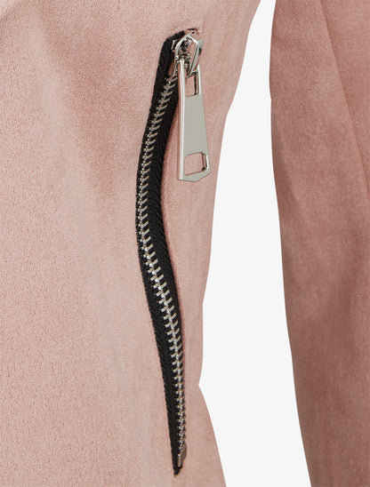 Suède jasje met sjaalkraag - Roos