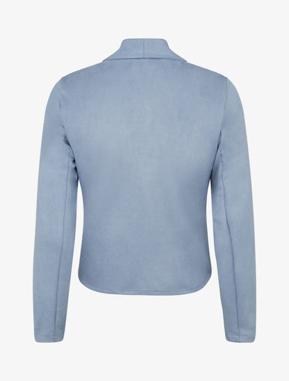 Suède jasje met sjaalkraag - Lichtblauw