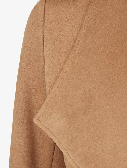 Suède jasje met sjaalkraag - Kameel