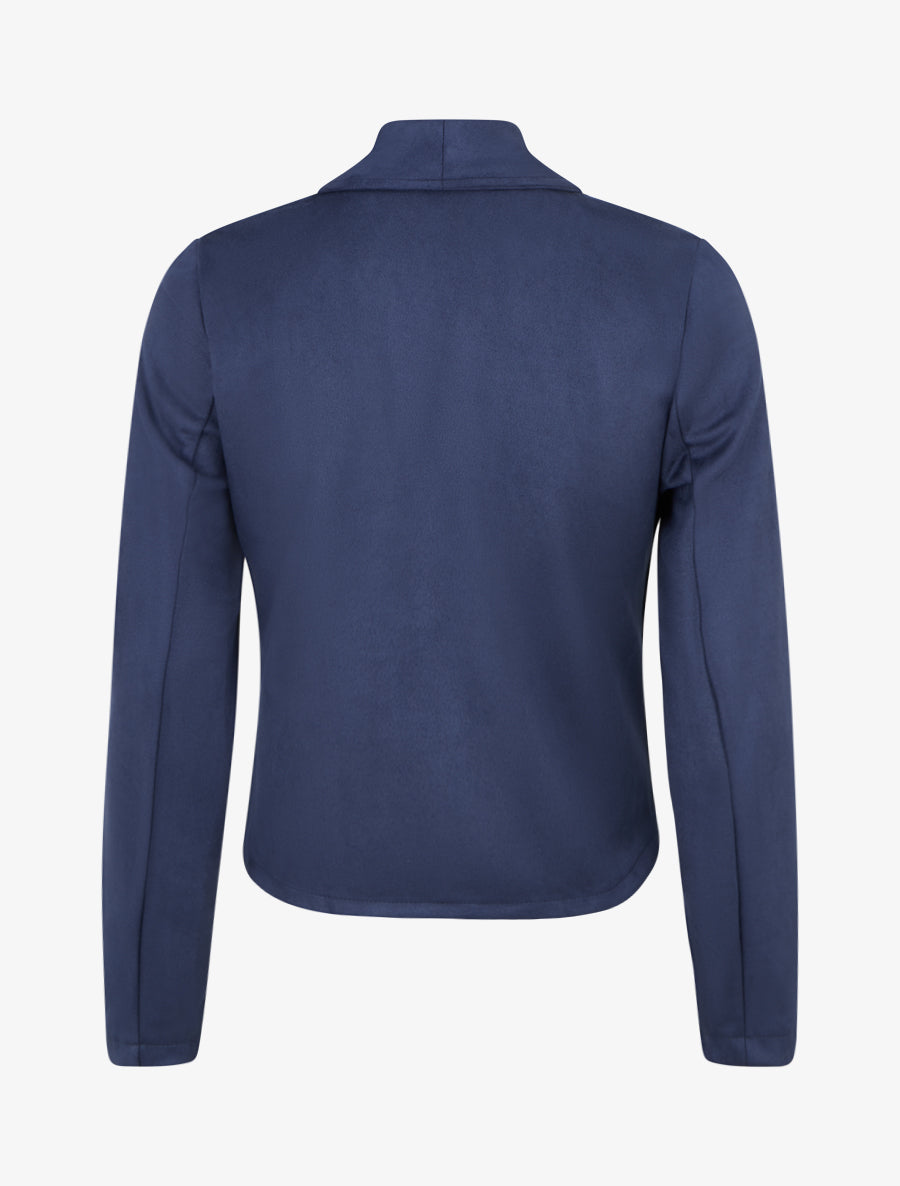 Suède jasje met sjaalkraag - Marine