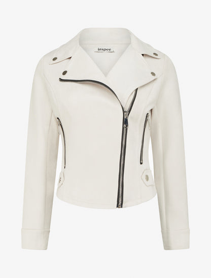 Veste en suédine à fermeture zippée - Écru - 1