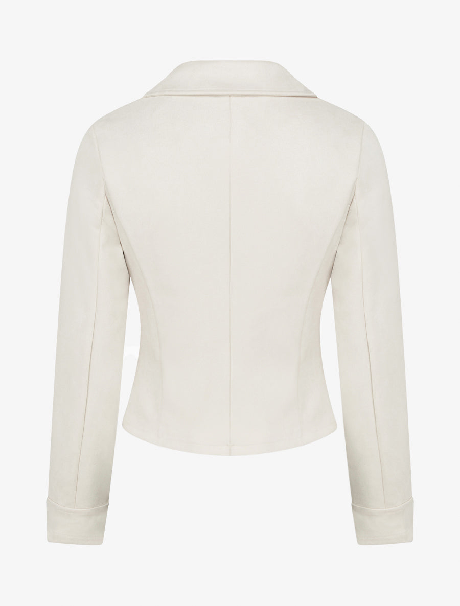 Veste en suédine à fermeture zippée - Écru - 2