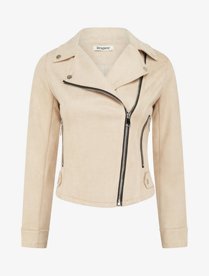Veste en suédine à fermeture zippée - Beige - 1