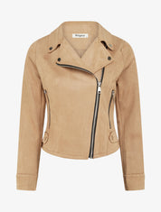 Veste en suédine à fermeture zippée - Camel clair - 1