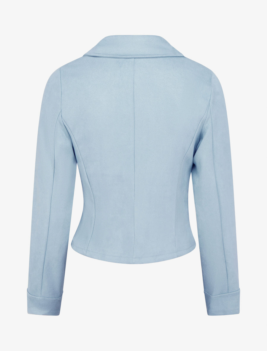 Veste en suédine à fermeture zippée - Bleu ciel - 2