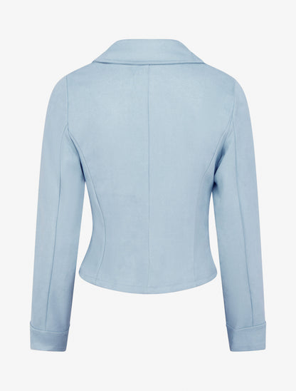 Veste en suédine à fermeture zippée - Bleu ciel - 2