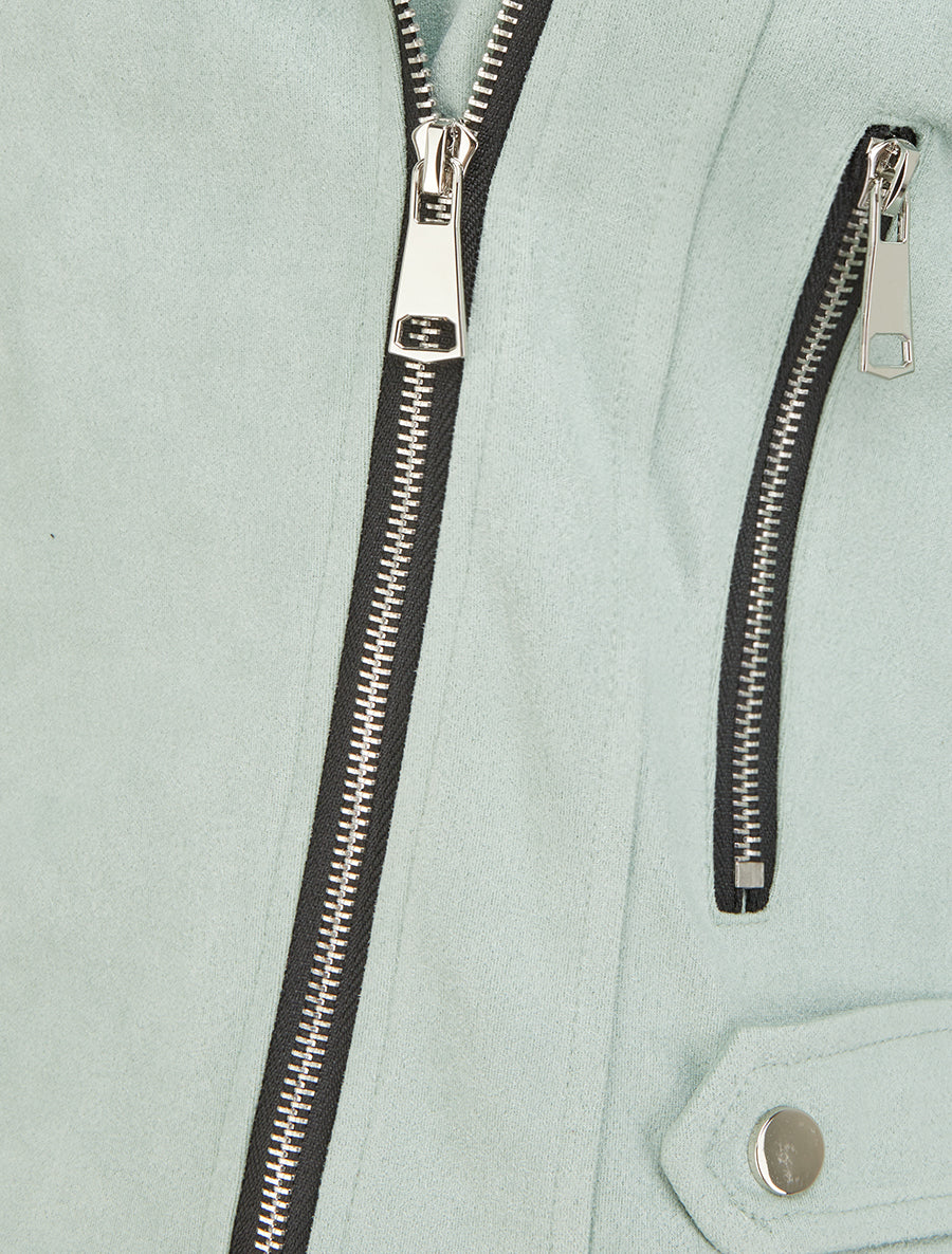 Veste en suédine à fermeture zippée - Vert d&