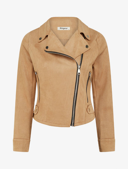 Veste en suédine à fermeture zippée - Camel - 1