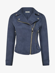 Veste en suédine à fermeture zippée - Marine - 1