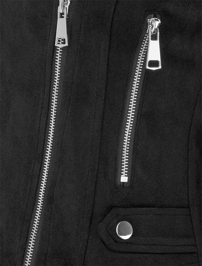 Veste en suédine à fermeture zippée - Noir - 3