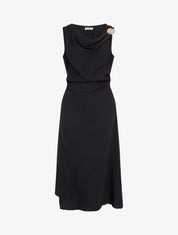 Robe longue sans manches à effet drapé - Noir - 1