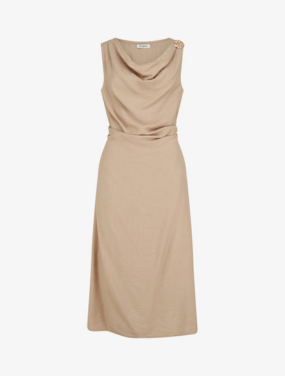 Robe longue sans manches à effet drapé - Beige foncé - 1