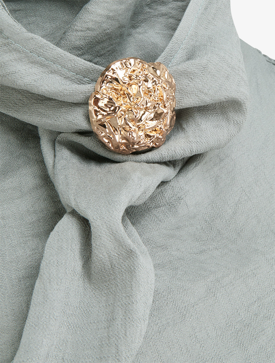 Robe longue sans manches à effet drapé - Vert/gris - 3