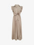 Robe longue à mancherons volantés en crochet - Taupe - 1