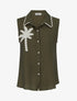 Chemise sans manches à broderie palmier - Kaki - 1