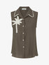 Chemise sans manches à broderie palmier - Marron - 1