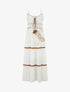 Robe longue à fines bretelles et broderie florale - Blanc - 1