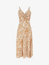 Robe longue à bretelles et imprimé stylisé - Camel - 1