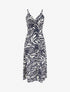 Robe longue à bretelles et imprimé stylisé - Marine - 1