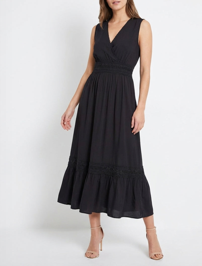 Robe sans manches à broderies - Noir