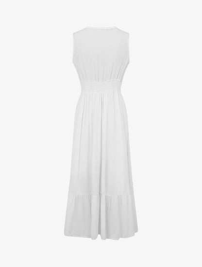 Robe sans manches à broderies - Blanc - 2