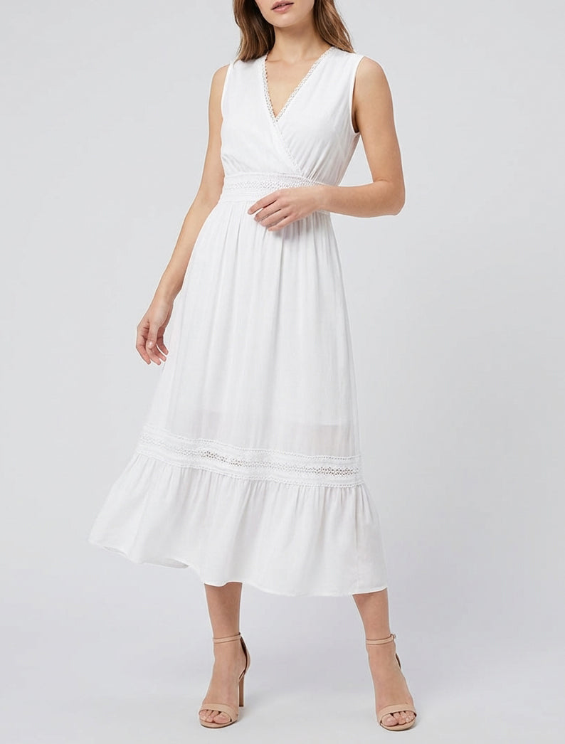 Robe sans manches à broderies - Blanc