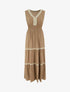 Robe évasée sans manches à col macramé - Marron clair - 1