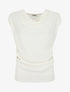 Top uni sans manches à col bénitier - Écru - 1